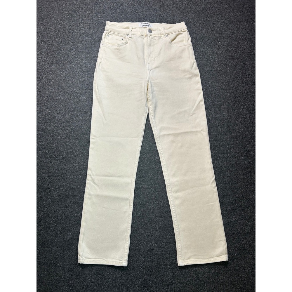 Reformation Jeans Straight Leg Ivory‎ Cream Womens 26x26 High Rise Denim Pants